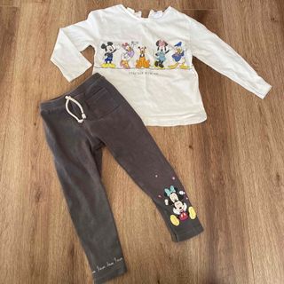 ザラキッズ(ZARA KIDS)のＺＡＲＡ　Disneyｂａｂｙザラ　ロンティレギンスミッキーフレンズ　104cm(Tシャツ/カットソー)