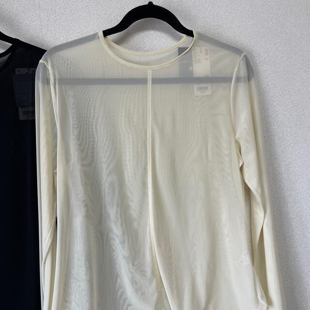 UNIQLO(ユニクロ)のユニクロ シアークルーネックT  黒白2枚セット 3XL レディースのトップス(Tシャツ(長袖/七分))の商品写真