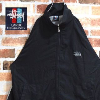 ステューシー(STUSSY)の《ステューシー》90s　USA製　ブラック　ブランドロゴ　L　ナイロンジャケット(ナイロンジャケット)