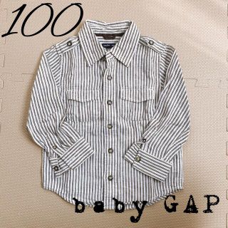 ベビーギャップ(babyGAP)の【美品】【中古品】BabyGAP男の子　ブラウン　ブラウス　100 麻使用(ブラウス)