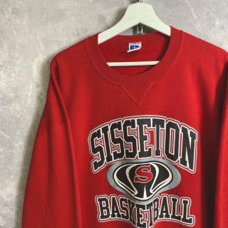 ビンテージカレッジスウェット 90s 赤 レッド ラッセル XL(スウェット)