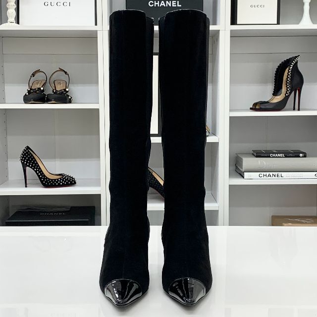 即出荷】 スウェード シャネル 4424 - CHANEL パテント ロングブーツ