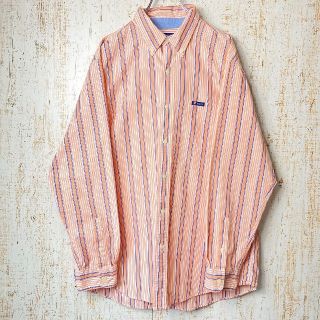 チャップス(CHAPS)のChaps チャップス マルチストライプ 長袖シャツ オレンジ アメリカUS古着(シャツ)