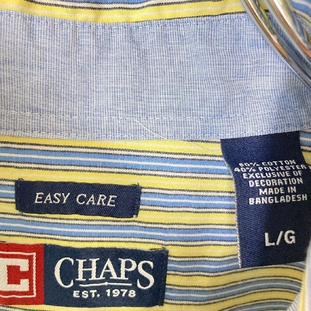 CHAPS(チャップス)のチャップス Chaps マルチストライプ 長袖シャツ イエロー アメリカUS古着 メンズのトップス(シャツ)の商品写真