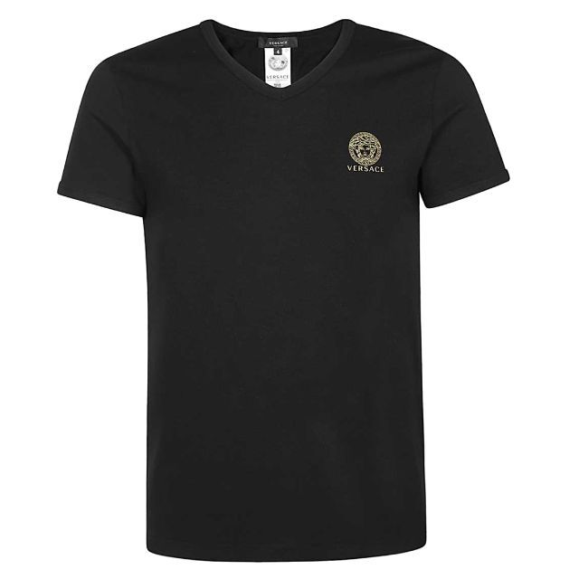 VERSACE(ヴェルサーチ)の8 VERSACE メデューサ ブラック Vネック Tシャツ size 4 メンズのトップス(Tシャツ/カットソー(半袖/袖なし))の商品写真