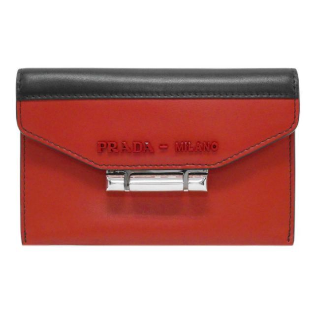 PRADA プラダ カードケース サフィアーノ 名刺入れ  レザー   レッド 赤 ゴールド金具 レディース ギフト【品】