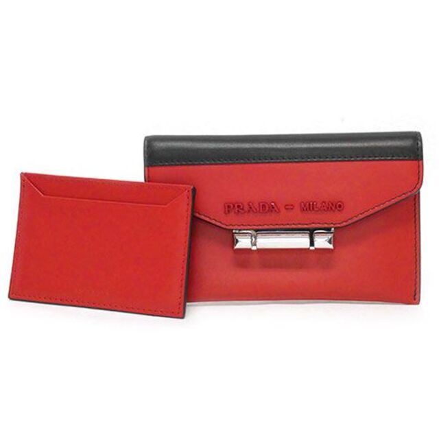 PRADA - プラダ カードケース バイカラー ブラックxレッド 名刺入れ