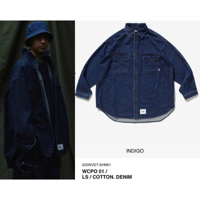INDIGO M 22AW WTAPS WCPO 01 / LS / COTT INDIGO M 22AW WTAPS WCPO 01 / LS / COTT