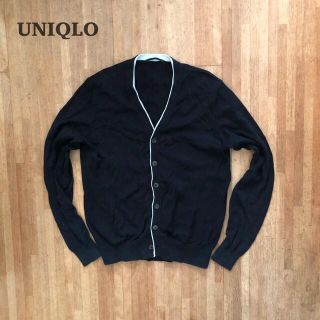 ユニクロ(UNIQLO)のカーディガン メンズ パイピング 黒 ブラック M UNIQLO(カーディガン)