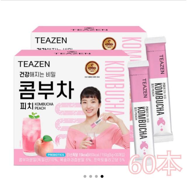 【人気商品】TEAZEN ティーゼン コンブチャ 60本 PEACH味 コスメ/美容のダイエット(ダイエット食品)の商品写真