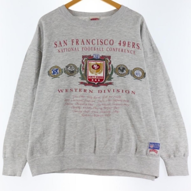 90年代 NUTMEG NFL サンフランシスコ フォーティナイナーズ San Francisco 49ers プリントスウェットシャツ トレーナー USA製 メンズXL ヴィンテージ /eaa273691