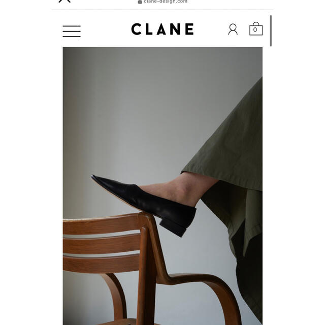 完売【CLANE】OUTSTITCH SQUARE FLAT SHOES