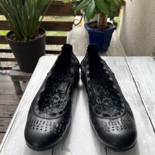 ハッシュパピー(Hush Puppies)のハッシュパピー　　AIR  黒　　24.5cm(バレエシューズ)