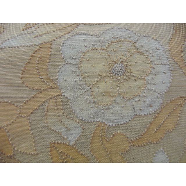 相良刺繍 袋帯 ビーズ刺繍のようなかわいい袋帯 花と鳥 正絹 アンティーク 3