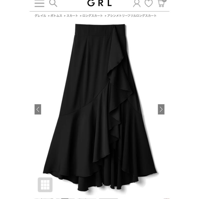 GRL(グレイル)のrin様専用＊GRL未使用品♡アシンメトリーフリルロングスカート レディースのスカート(ロングスカート)の商品写真