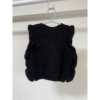 ザラキッズ(ZARA KIDS)の【専用】フリルニットベスト　ブラック　86(ニット/セーター)