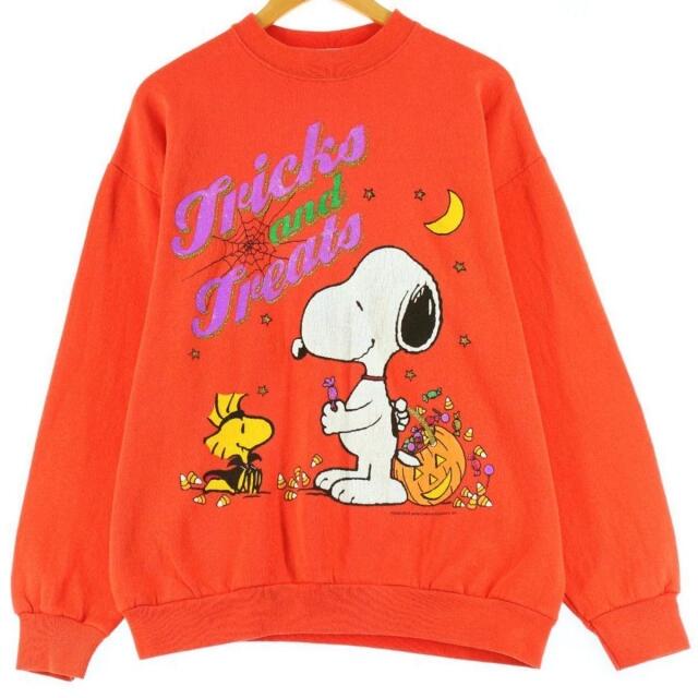 PEANUTS NOVEL Teez SNOOPY スヌーピー ウッドストック ハロウィン柄 キャラクタースウェットシャツ トレーナー メンズL ヴィンテージ /eaa273412