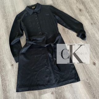 カルバンクライン(Calvin Klein)のカルバン クライン  シャツワンピース　黒(ひざ丈ワンピース)