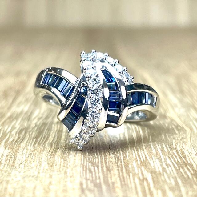 天然 ブルーサファイア ダイヤ リング1ct k18 ¥