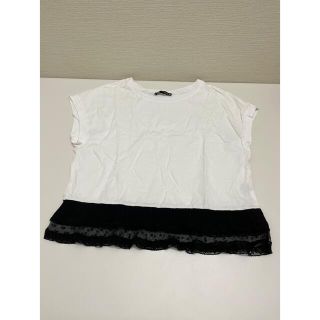 ザラ(ZARA)のザラ　Tシャツ　レース　ドット　シースルー　S M(Tシャツ(半袖/袖なし))