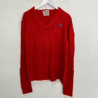 ラコステ(LACOSTE)の古着 70年代 ラコステ LACOSTE HAYMAKER ケーブル編み Vネック アクリルニットセーター レディースM ヴィンテージ /eaa281124(ニット/セーター)