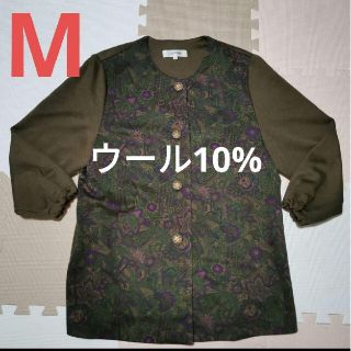 薄手のジャケット 長袖シャツ 花柄 カーディガン レイヤード Mサイズ(ノーカラージャケット)