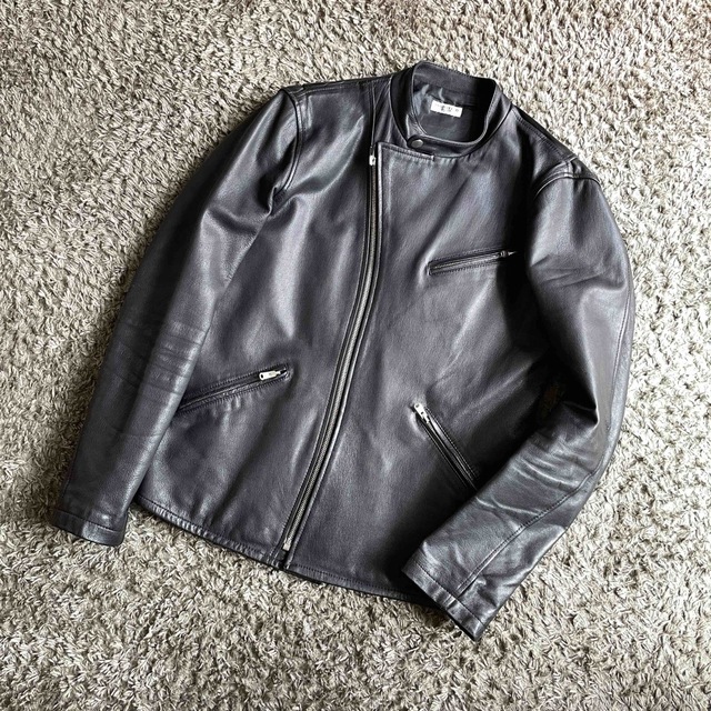 美品 サイズS サバティーノ ラムレザー ライダースジャケット 黒
