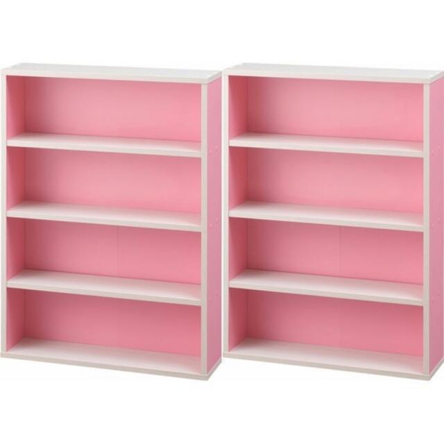 [新品]カラーボックス本棚 　2個セット　ピンク