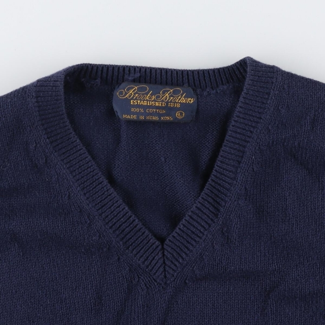 Brooks Brothers(ブルックスブラザース)の古着 ブルックスブラザーズ Brooks Brothers Vネック コットンニットベスト メンズL /eaa284849 メンズのトップス(ベスト)の商品写真