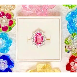 スワロフスキー(SWAROVSKI)の御値引き中❣️ゴージャス☆本プラチナメッキ&スワロフスキーリング☆ROSE☆(リング(指輪))