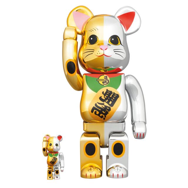 その他BE@RBRICK 招き猫 千万両 金×開運 銀 100％ & 400％