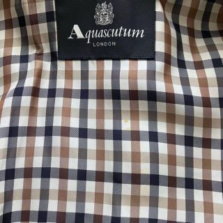 アクアスキュータム ダッフルコート チェック パープル L 大きめサイズ-