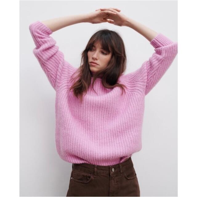 ZARA ニット セーター ピンク ロングスリーブ タートルネック