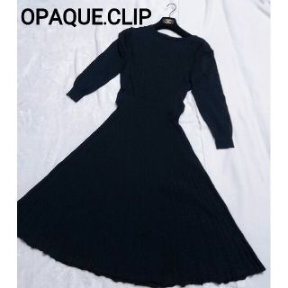 オペークドットクリップ(OPAQUE.CLIP)の極美品☆オペークドットクリップ ニットドッキングワンピース ロング丈 38 黒(ロングワンピース/マキシワンピース)