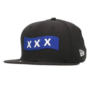 ゴッドセレクショントリプルエックス(GOD SELECTION XXX)のゴッドセレクショントリプルエックス ×ニューエラ/NewEra 21AW CAP/BLACK×BLUE GX-A21-HT-03 ボックスロゴキャップ メンズ 7.25(帽子)