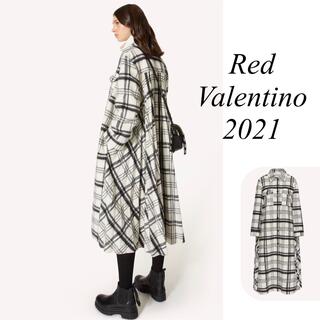 RED VALENTINO - RED VALENTINO♡ 2021年 ウールチェックプリーツコート