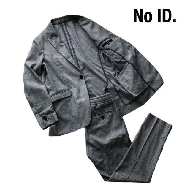 お洒落 NO ID. セットアップ チェック スーツ レザー 使い メンズ 美品