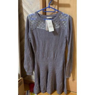 アクシーズファム(axes femme)の新品未使用！axes femme ブルーグレーのニットワンピース　M(ミニワンピース)