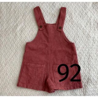 ザラキッズ(ZARA KIDS)の美品　コーデュロイ　サロペット　オーバーオール　ショートパンツ　赤　90 100(パンツ/スパッツ)