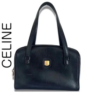 celine セリーヌ　マカダム金具　ハンドバッグ  本革　レザー　ネイビー　紺