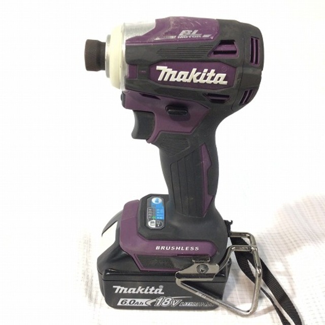 工具☆美品☆makita マキタ 18V 充電式インパクトドライバー TD172DGXAP 紫/パープル バッテリー2個(6.0Ah) 充電器 ケース付 コードレス 82649