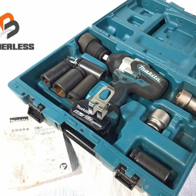 ☆品☆makita マキタ18V 充電式インパクトレンチ TW1001D 6.0Ah バッテリー 1個 BL1860B ケース ソケット ブラシレスモーター 59792