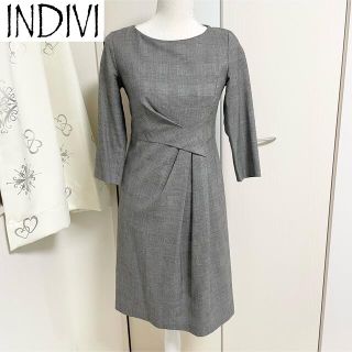 インディヴィ(INDIVI)のindivi インディヴィ　ワンピース　膝丈　日本製　チェック　sサイズ(ひざ丈ワンピース)