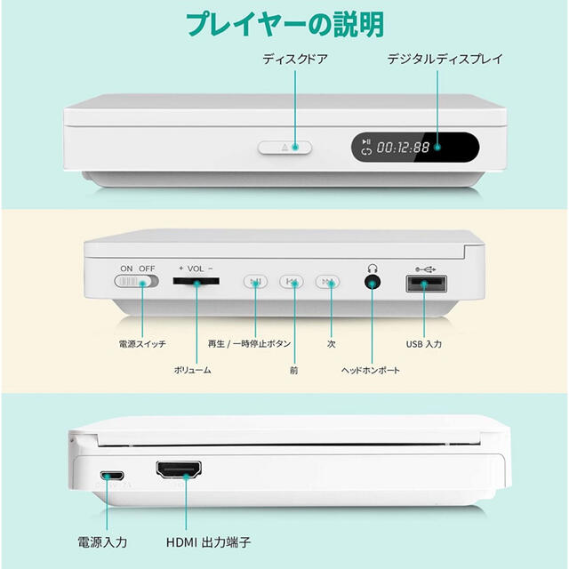 ミニDVDプレーヤー 携帯式DVDプレーヤーがHDMI輸出機能 スマホ/家電/カメラのテレビ/映像機器(DVDプレーヤー)の商品写真