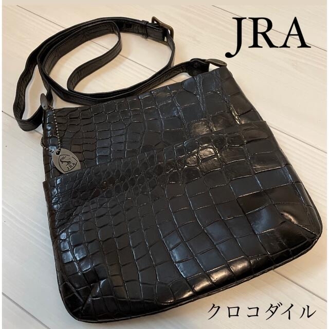 JRA 認定品 高級 クロコダイル ワニ革 ショルダーバッグ 黒ハンドバッグ