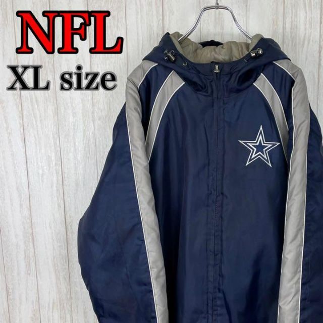 NFL 中綿ジャケット 古着 ゆるだぼ bi1 ハーフジップ 90s デカロゴ