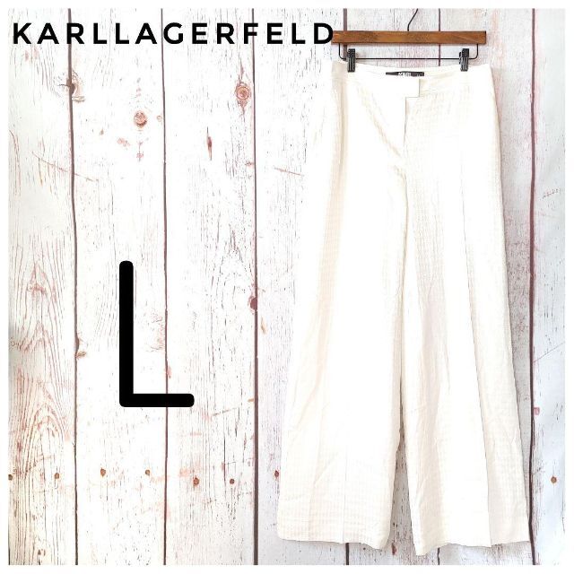 Karl Lagerfeld(カールラガーフェルド)の【KARLLAGERFELD】 カールラガーフェルド ワイドパンツ 白 レディースのパンツ(カジュアルパンツ)の商品写真