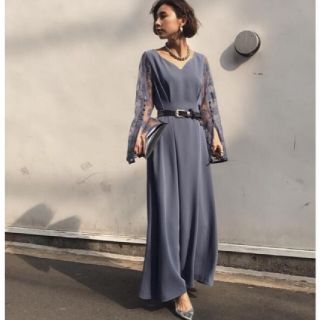 アメリヴィンテージ(Ameri VINTAGE)のAmeri VINTAGE LACE SLEEVE REFINED DRESS(ロングドレス)