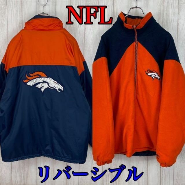 レアリーボック NFLブロンコス両面刺繍ナイロンジャケット メンズ2XL