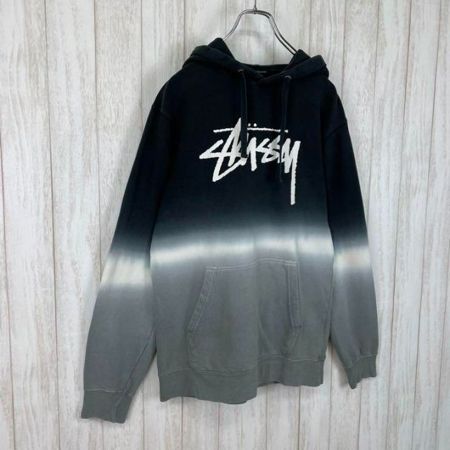 【※美品】stussy ステューシー★ビッグロゴ スウェットパーカー L 黒